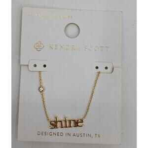 Kendra Scott "Shine" Script Pendant Necklace 14K Gold Over Brass NEW 19"